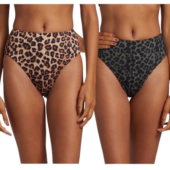 Good American Good Waist Reversible Leopard Swim Bottoms - Picture 1 of 16